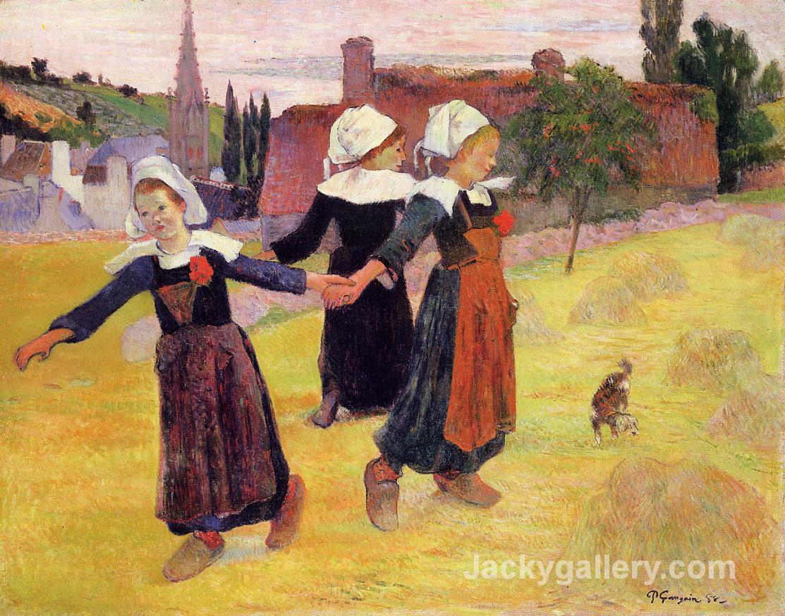 Breton Girls Dancing Aka Dancing A Round In The Haystacks by Paul Gauguin paintings reproduction